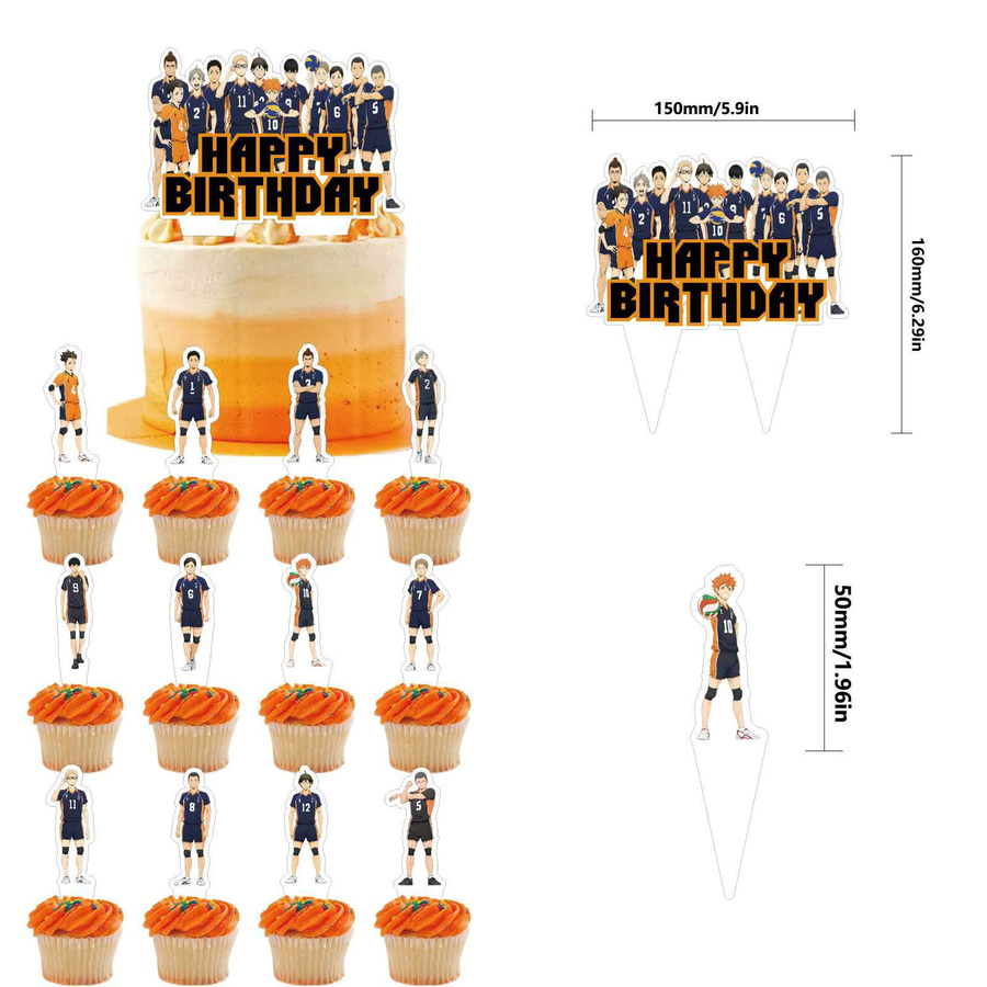 Potdemiel Haikyu Geburtstagsparty-Dekorationsset in Mehrfarbig mit Banner, Latexballons und Tortendekoration für Kinder - Bild 4