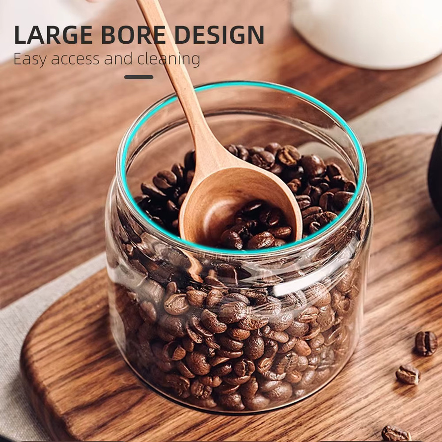 MYVIT Vakuumversiegelte Vorratsdose aus Glas in Transparent für Kaffeebohnen, Tee und Lebensmittel mit Luftextraktion und Feuchtigkeitsschutz, 0,5 l - Bild 2