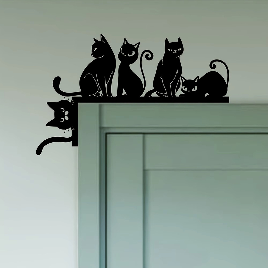 WhimsyCat Metall-Katzen-Silhouette Wandkunst in Schwarz als verspielte Katzen-Regalhalterung für den Innenbereich - Bild 2