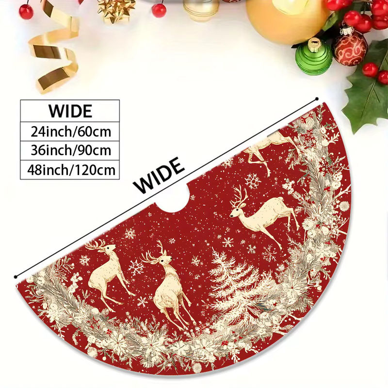 VIKAMA Weihnachtsbaum Rock mit Elch und Schneeflocken für deine Winter- und Weihnachtsdekoration - Bild 2