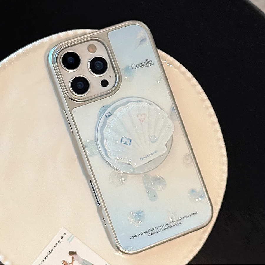 MUQGEW Magnetische Handyhülle mit Ozean-Shell-Design in Sommerblau für iPhone 12 bis iPhone 17 Pro Max, glitzernde stoßfeste Hartschale - Bild 2