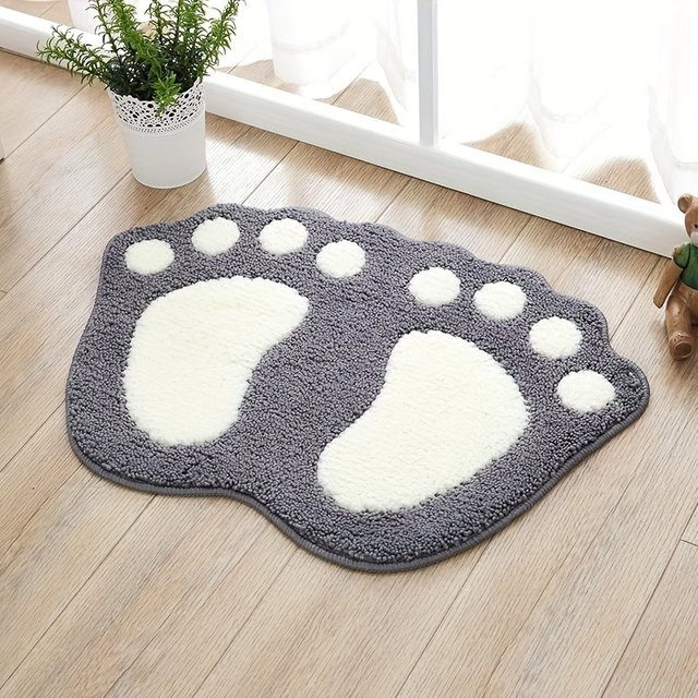 VIKAMA Paw Flauschige Badezimmermatte mit Pfoten-Design, saugfähig, schnell trocknend und rutschfest, B/T/H: 60 x 40 x 1 cm - Bild 1