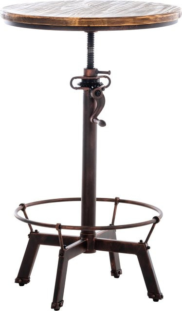 TPFLiving Stehtisch Mali in Bronze und Braun, runder Holztisch mit Metallgestell, Höhe: 102 cm, Durchmesser: 59 cm - Bild 1