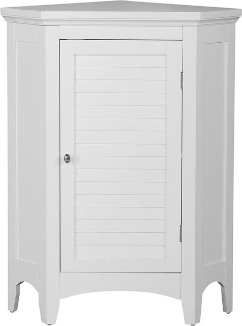 Teamson Home Eck-Badschrank aus Holz in Weiß mit Regalen und Türen im Shaker-Design, B/T/H: 43,2 x 62,9 x 81,3 cm - Bild 1