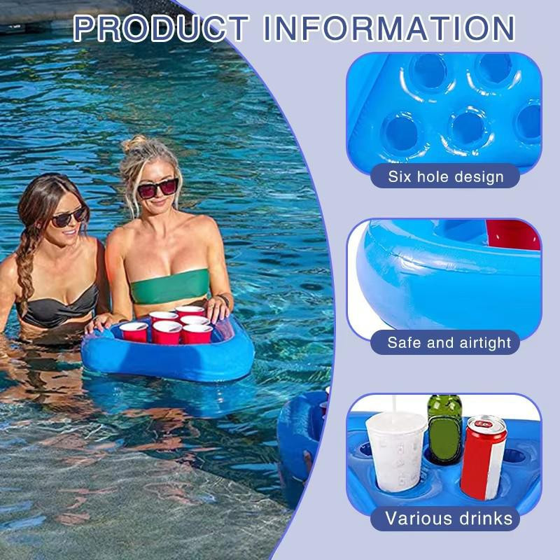 Aufblasbarer Dreieck Bier- und Becherhalter aus PVC von WoW Home mit Sechsloch-Design für Partys - Bild 1