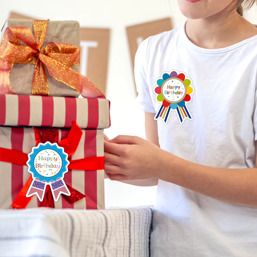 40 Stück Happy Birthday Aufkleber in bunt, medaillenförmige Etiketten zur Dekoration für Geburtstagsparty, Kuchenbacken und Süßigkeitenverpackungen - Bild 4