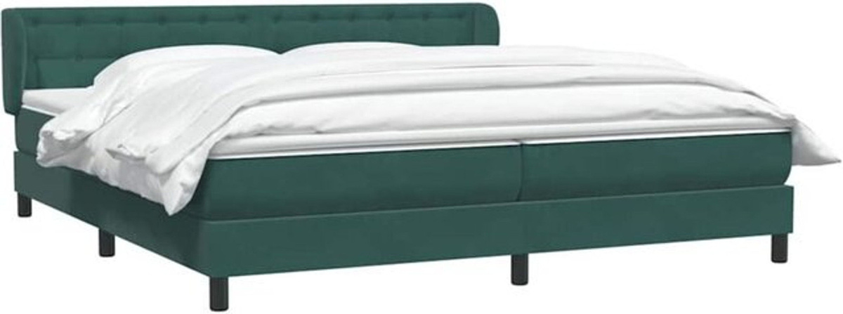 vidaxl Boxspringbett mit Matratzen in Dunkelgrün aus Samt, B/T/H: 180 x 220 x 183 cm - Bild 1