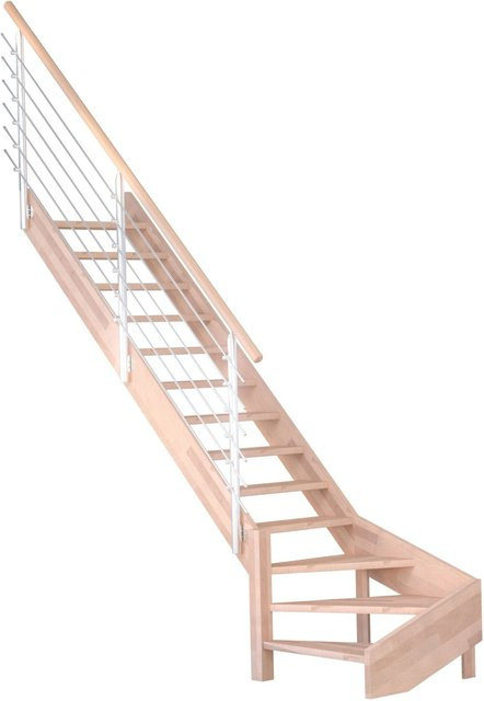 StarWood Treppe Mykonos Pro aus Buche mit Edelstahl-Design-Geländer, Länge: 90 cm - Bild 1