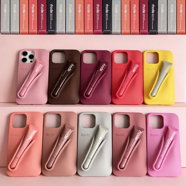 RHODE Silikon-Handyhülle mit Lippenstift-Halter für iPhone 11 12 13 14 15 16 17 Air Pro Max Plus, stoßfeste Schutzhülle - Bild 1