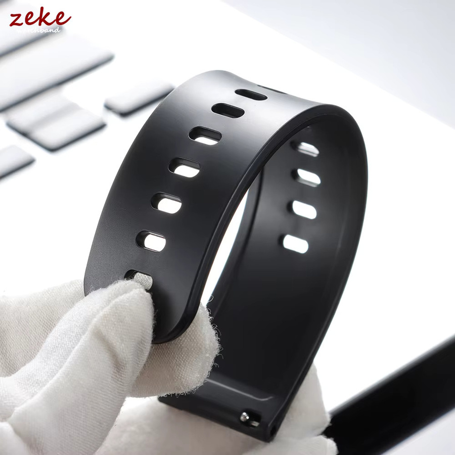 crazyband Uhrenarmband Silikon, Schwarz, 22mm, 20mm, Unisex - Bild 2