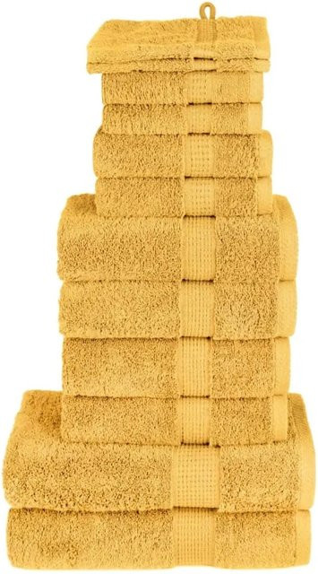 vidaXL 12-teiliges Premium-Handtuch-Set aus 100% Baumwolle in Gold mit 600 g/m2 - Bild 1