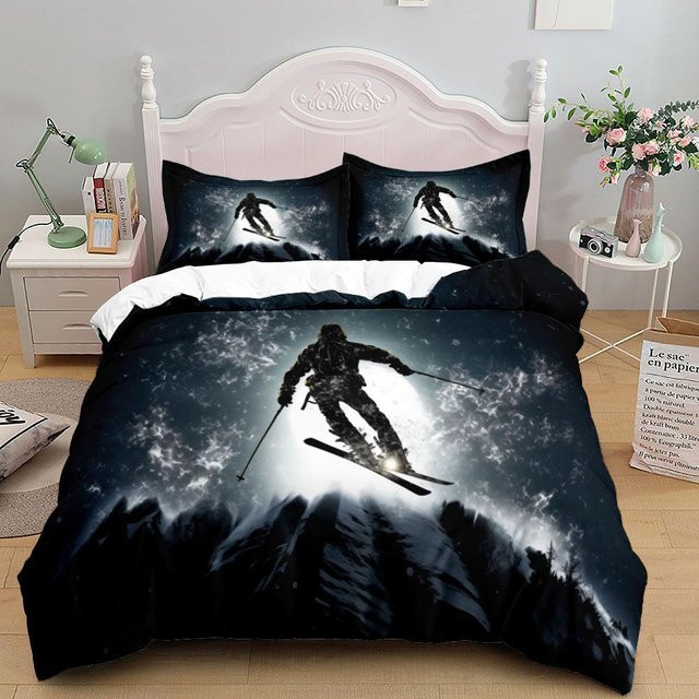 Bettwäsche Set Berg Ski Extrem von Binchi Outdoor Product in Schwarz mit Motiv, Material Mikrofaser Polyester, B/H: 135 x 200 cm - Bild 1