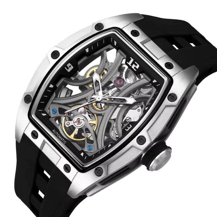 MEGIR Armbanduhr Automatik, Edelstahl, Weiß, Herren - Bild 5