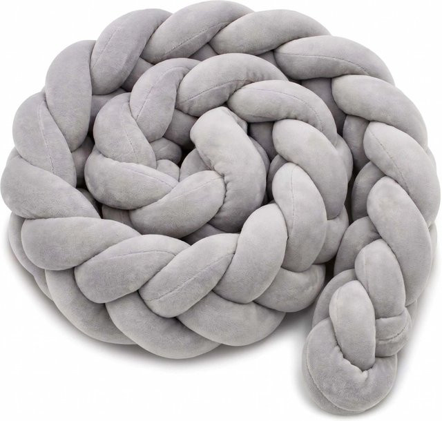 Relaxdays Bettschlange aus Polyester in Grau, geflochten, Länge: 220 cm, Durchmesser: 12 cm - Bild 1