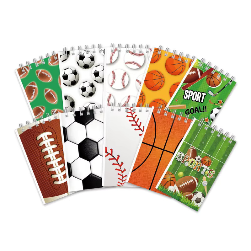 Mini-Notizblock Set mit Fußball, Volleyball, Basketball und Rugby Motiven, liniertes Notizbuch aus Karton in Mehrfarben - Bild 5