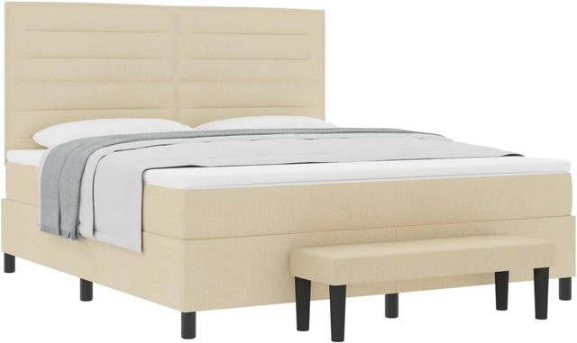 vidaXL Boxspringbett mit Matratze in Beige aus Stoff, B/T: 180 x 200 cm - Bild 1
