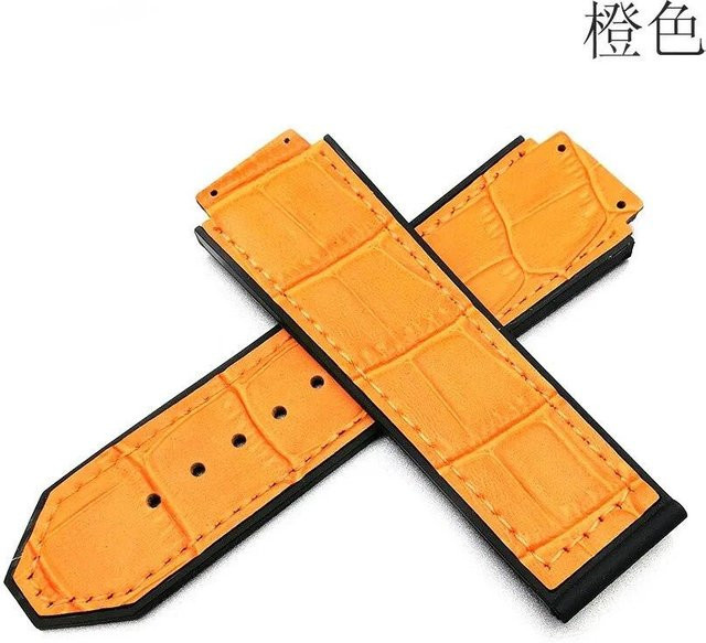 Hublot Uhrenarmband Leder und Silikon, orange, 25 mm, 19 mm, Unisex - Bild 1