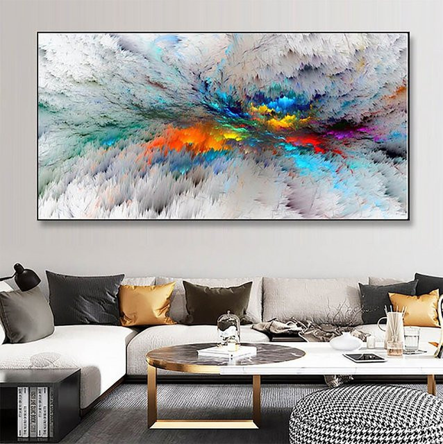 TPFLiving Poster Leinwand Abstrakte bunte Wolken Multicolor B: 60 cm, H: 120 cm - Bild 1