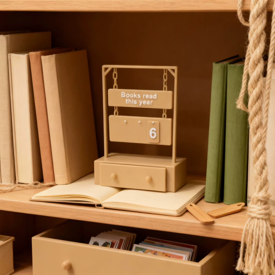 Hängender Buchzähler mit 30 Nummernschildern zur Regalorganisation in Braun und Beige - Bild 3