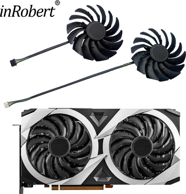 MSI Ersatzlüfter Set für RX6700XT RX6600XT RX6650XT MECH 2x Grafikkarten Lüfter Schwarz 95mm pld10010b12hh - Bild 1