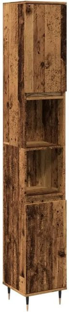 vidaXL Badschrank in Altholz-Optik mit Türen und offenen Regalen im industriellen Stil, Farbe: Braun, B/T/H: 30 x 30 x 190 cm - Bild 1