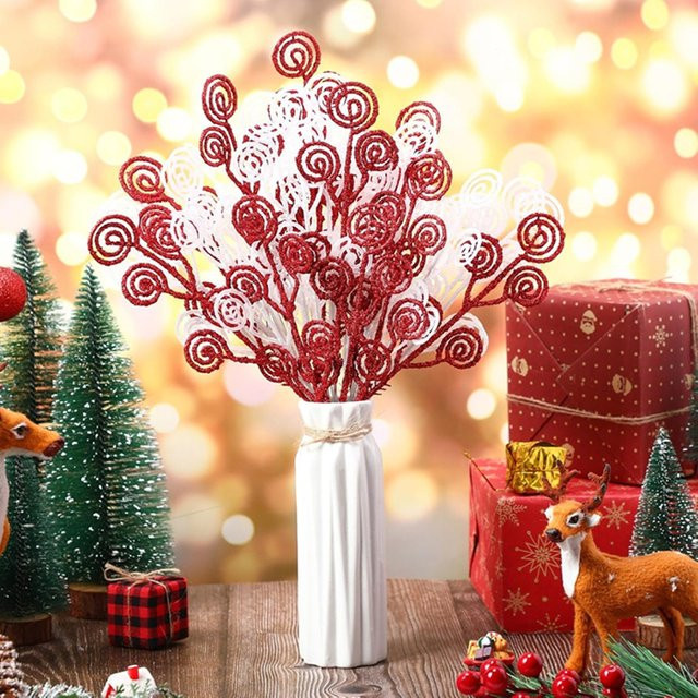 ZQCY Künstliche Kiefernzweige in Rot für Weihnachtsdekoration, Girlanden und Hochzeitsfloristik - Bild 1