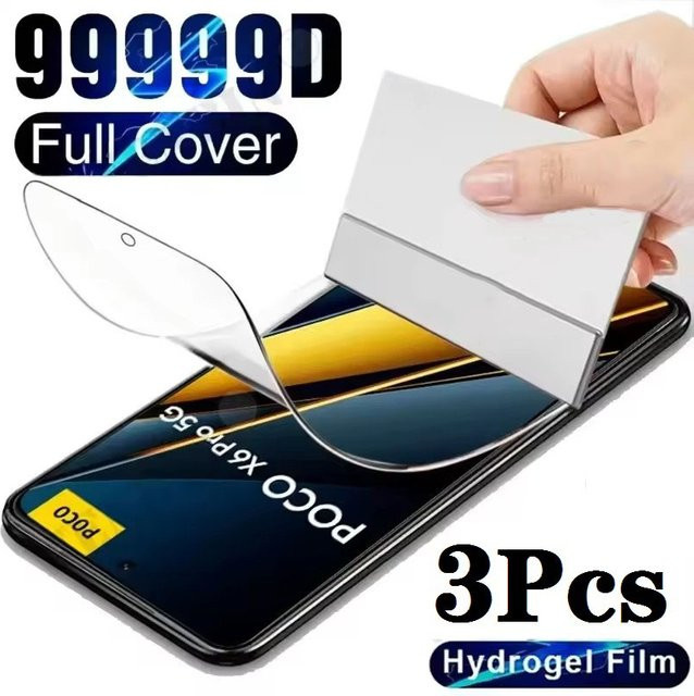 3er-Pack HD Hydrogel Displayschutzfolie für Xiaomi Redmi Note 13 Pro Plus, 12, 13C, Poco X6, X5, 13T, 12T, 14 Ultra, F5, 9 Prime, 14T in Transparent - Bild 1