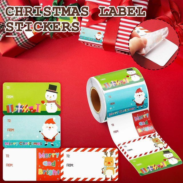 500 Stück Frohe Weihnachten Geschenk Aufkleber und Namensschilder in Mehrfarbig für DIY Dekorationen - Bild 1