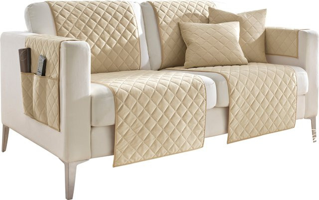 Heine Sofaüberwürfe und Hussen in Beige mit geometrischem Muster aus 100% Polyester - Bild 1