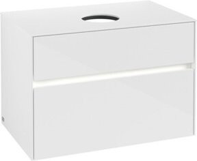 V&B Waschtischunterschrank Collaro in Weiß Glossy mit Waschtisch und LED-Beleuchtung B/T/H: 80 x 54,8 x 50 cm - Bild 1