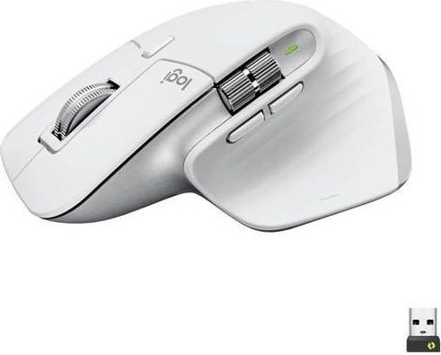 Logitech MX Master 3S Ergonomische Maus Bluetooth und Funk mit 8000 dpi in Hellgrau und Weiß - Bild 1