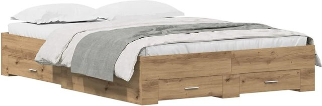 vidaXL Bettrahmen Artisan-Eiche in Braun mit Schubladen aus Holzwerkstoff, B/T/H: 163 x 203 x 32 cm - Bild 1