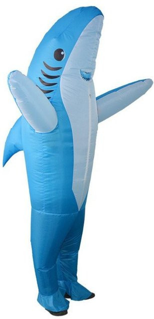 Hai aufblasbarer Ganzkörper-Jumpsuit, Halloween-Kostüm, blau - Bild 1