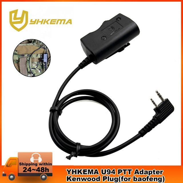 Earmor Taktischer PTT-Kabelstecker Headset-Adapter für Kenwood und Baofeng UV-5R UV-5RE Plus BF-888S Walkie Talkie in Schwarz - Bild 1