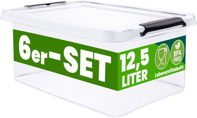 Deuba 6er-Set Aufbewahrungsboxen transparent stapelbar BPA-frei B/T/H: 39 x 29 x 17 cm - Bild 1