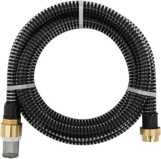 vidaXL Saugschlauch aus PVC mit Messing-Anschlüssen in Schwarz, Länge: 7 m - Bild 1