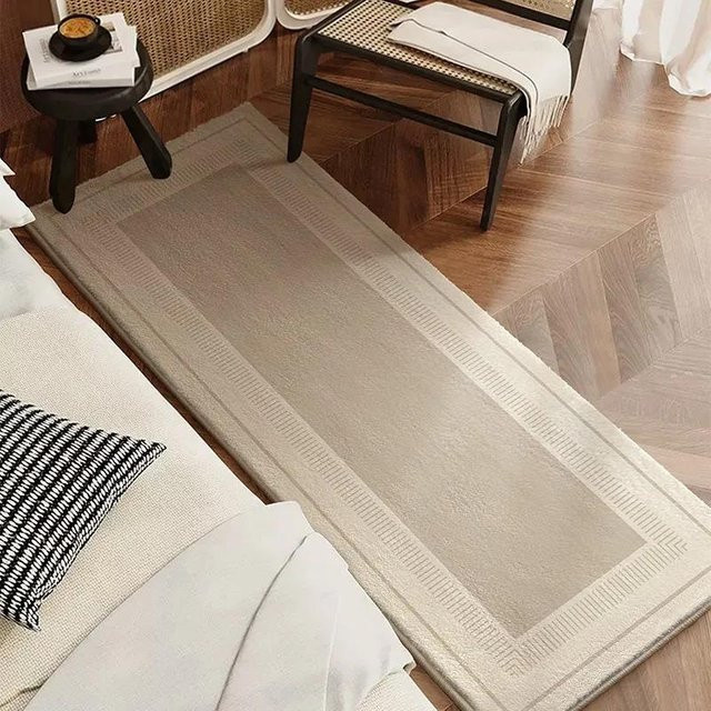 Karpetti Schlafzimmerteppich als weicher Bettvorleger und Läufer in Beige, minimalistisches Design, B/T: 50 x 150 cm - Bild 1