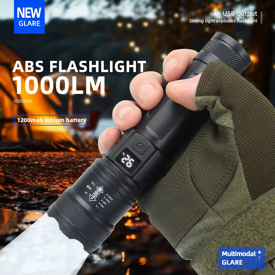 NEWBIRTH Taktische LED Taschenlampe mit USB-Ladefunktion in Schwarz - Bild 3