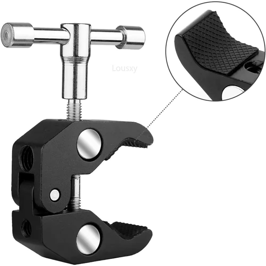 Wrumava CNC-Superklemme aus Metall mit 360 Grad Mini Kugelkopf und 1/4 Zoll Schnellspanner in Schwarz für DSLR Kamera und GoPro - Bild 2