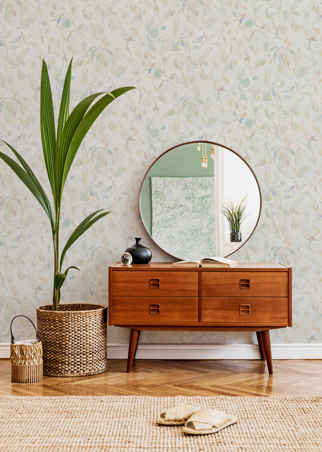 Sian Zeng Tapete Abstract Blooms in Grün mit floralem und botanischem Design aus Vlies - Bild 1