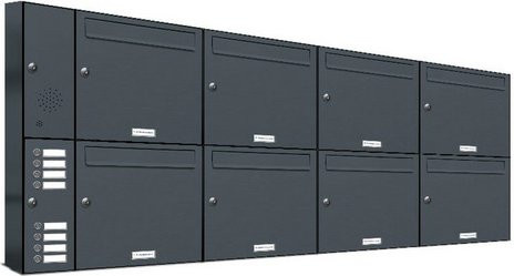 AL Briefkasten für 8 Parteien, Briefkastenanlage aus Edelstahl, grau, B/H/T: 168 x 68,4 x 11,6 cm - Bild 1