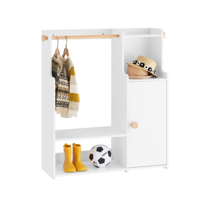 SoBuy Kindergarderobe KMB110-W Kleiderschrank mit Türen und Kleiderstange in Weiß, B/T/H: 94 x 35 x 110 cm - Bild 1