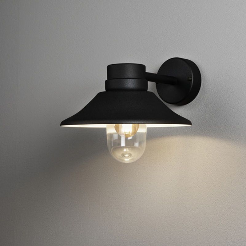 Konstsmide Vega Außenwandleuchte Schwarz aus Aluminium und Glas mit E27 Fassung, B/H: 26,5 x 29 cm - Bild 4