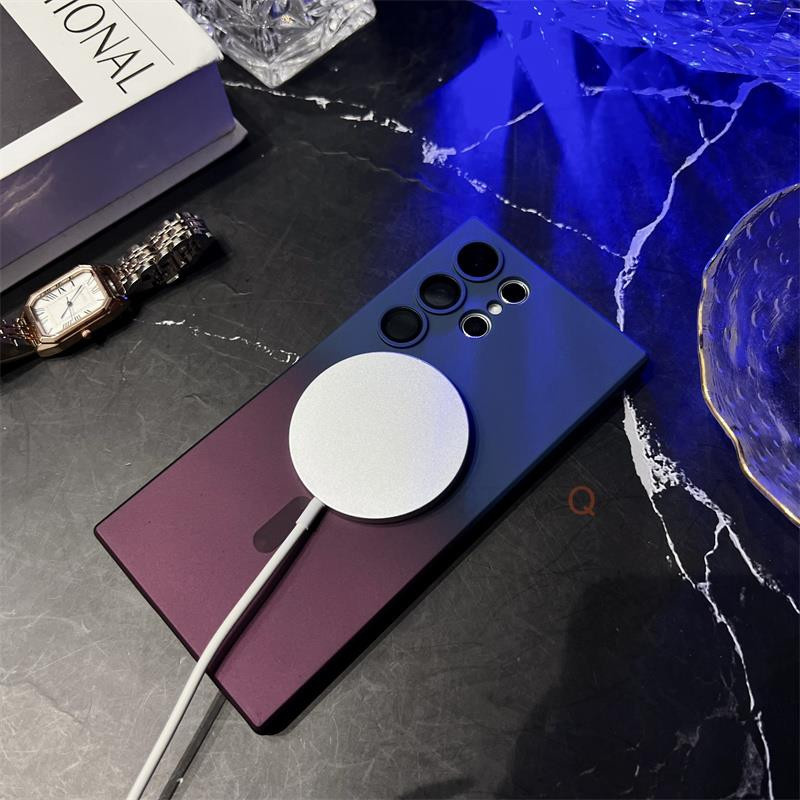 Magnetische kabellose Ladehülle mit Gradienten-Effekt aus Silikon für Samsung Galaxy S24 S23 S22 S21 S20 Ultra Plus 5G und Note 20 Ultra in Grün, Blau, Lila oder Pink - Bild 1