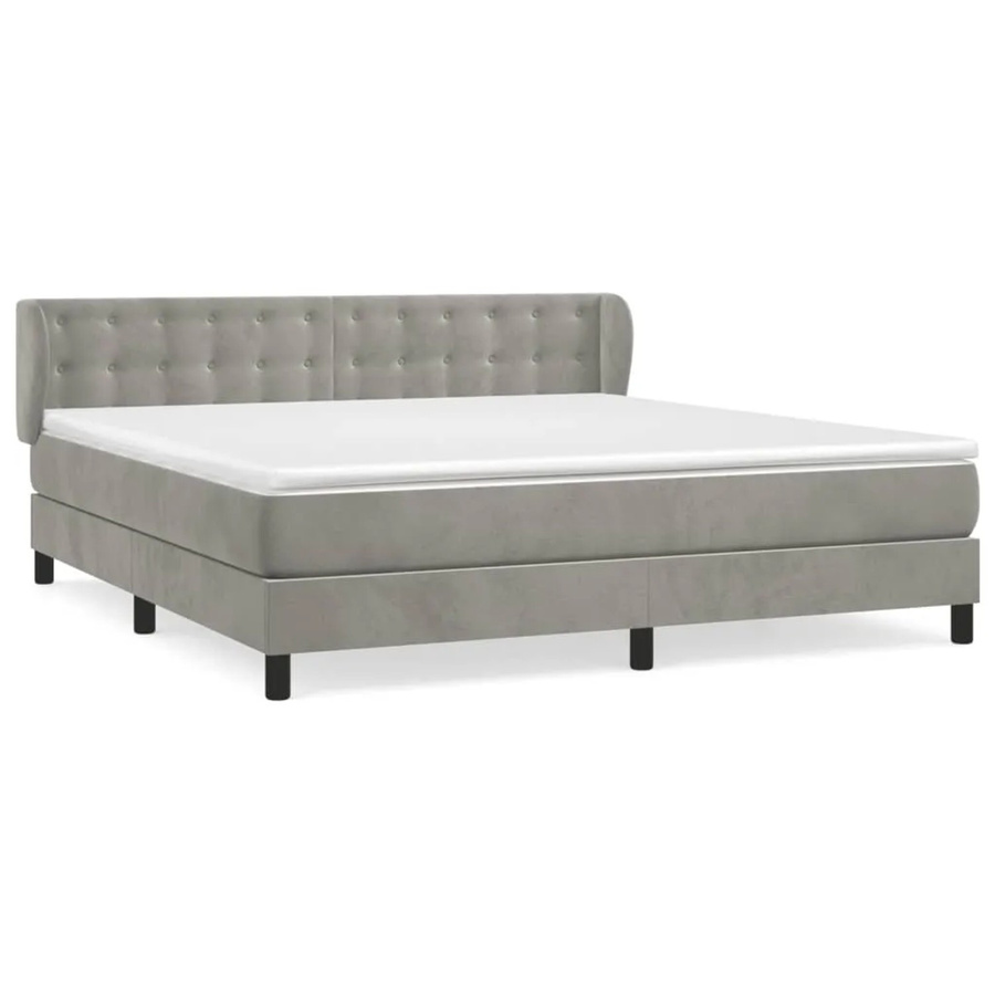 vidaXL Boxspringbett mit Matratze in Hellgrau, Hybridbett mit Taschenfederkern und Samtbezug, B/T: 160 x 200 cm - Bild 2