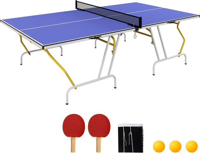 SPORTNOW Tischtennisplatte aus MDF und Stahl in Blau, B/T/H: 152,5 x 274 x 76 cm - Bild 1