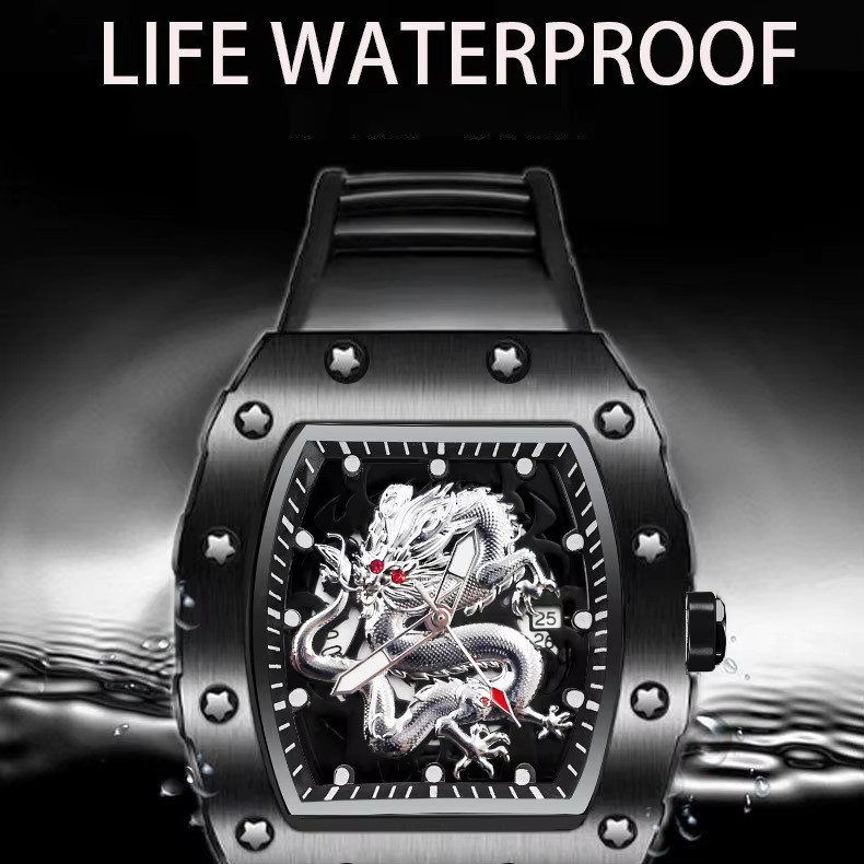 STARPERISH Armbanduhr, Quarz, Tonneau, Silikon, Schwarz, Herren - Bild 4