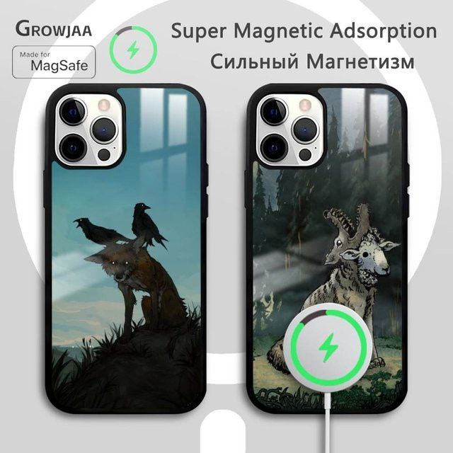 MagSafe kompatible Kunst Handyhülle mit Black Eagle und Wolf Design für Apple iPhone 11 bis 17 Pro Max Plus Mini, Multicolor - Bild 1