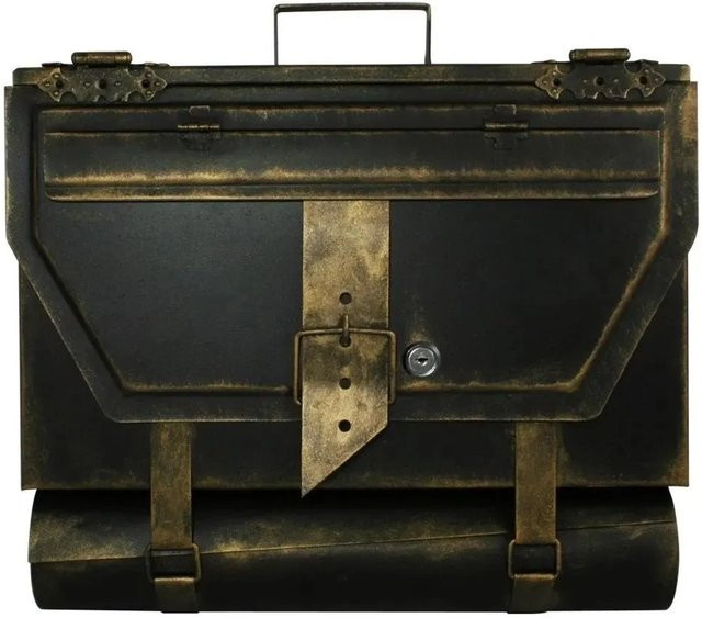 HMF Briefkasten Aktentasche 501-23 in Gold und Schwarz aus Stahlblech B/T/H: 40 x 25 x 8 cm - Bild 1