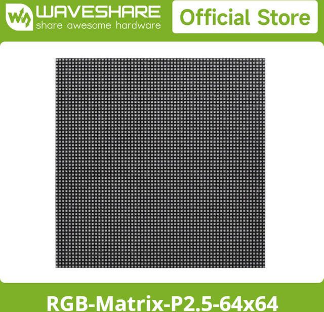 Waveshare RGB-Vollfarb-LED-Matrix-Panel mit 2,5 mm Rastermaß, 4096 RGB-LEDs und 64 x 64 Pixeln sowie einstellbarer Helligkeit - Bild 1